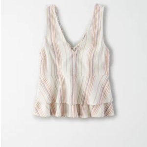 AE TIE WAIST PEPLUM SHELL TOP